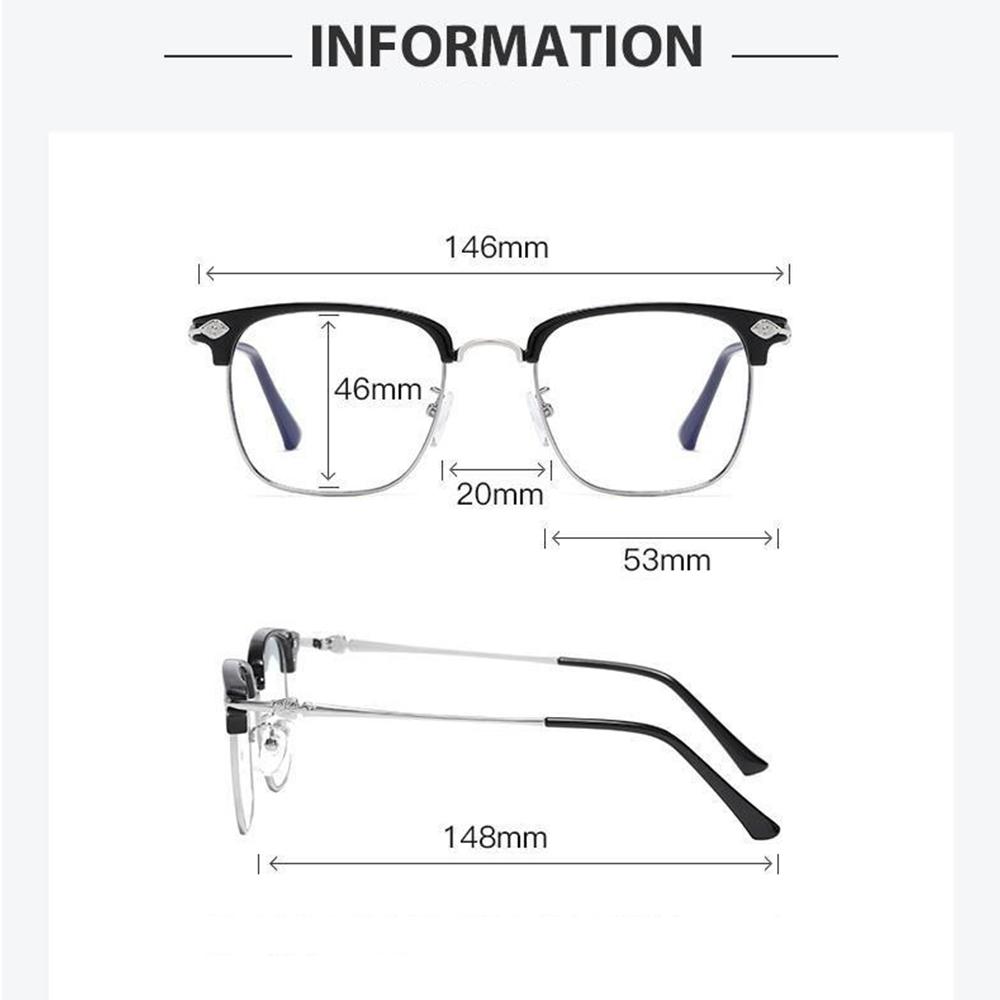 New Metal Half Frame Reading Glasses Anti-Blue Light Square HD Vision for Elderly Business Men Women Fashion Presbyopic Eyewear