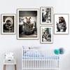 Funny Bathroom Humorous Animal Wall Canvas Paintings Decor Bear Dog Tiger Sitting On Toilet Reading Newspaper Poster Art Print