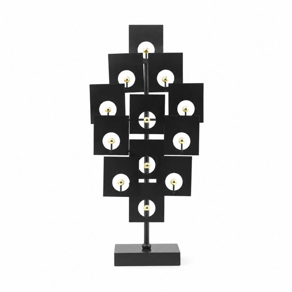 Geometric Sculpture Black and Gold Ornament Modern for Entryway, Lobby