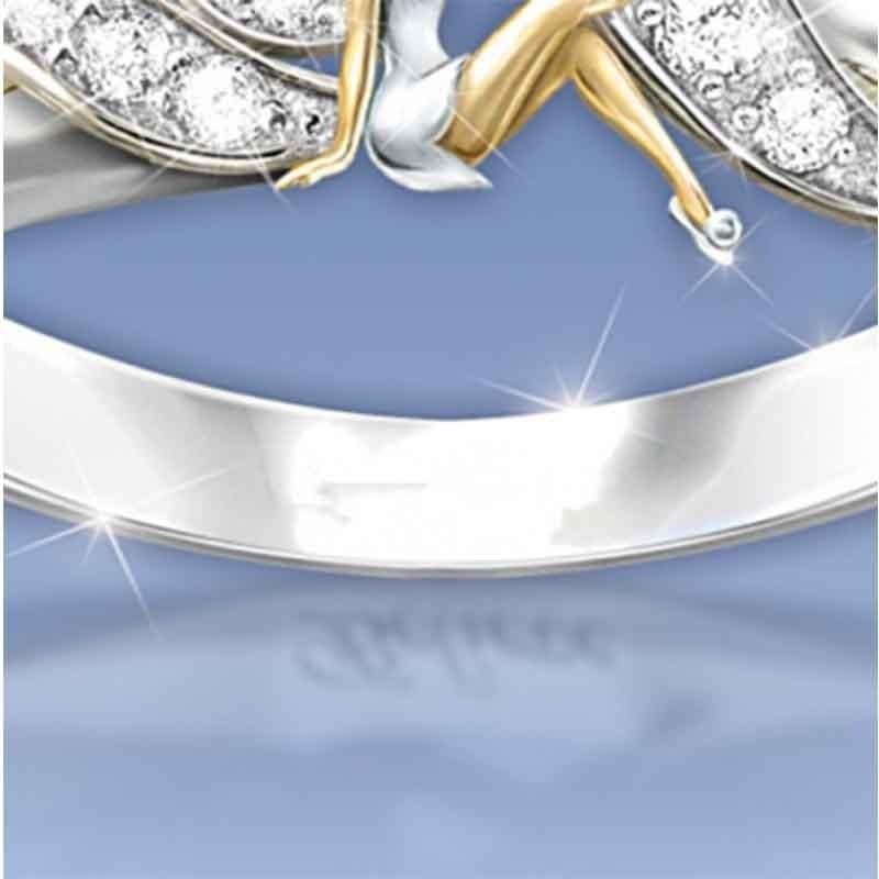 Exquisite Fantasy Flower Fairy Elf Cubic White Gold Plating Two-toned Wedding Ring Jewelry For Women