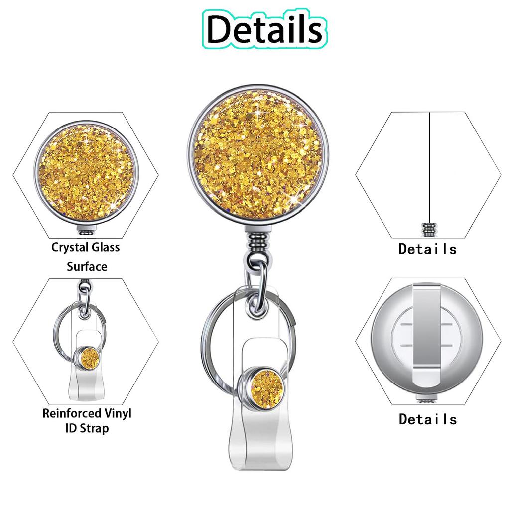 Metal Glitter Retractable Nurse Badge Reel Doctor Student Teacher ID Card Holder Keychains Lanyard New Design