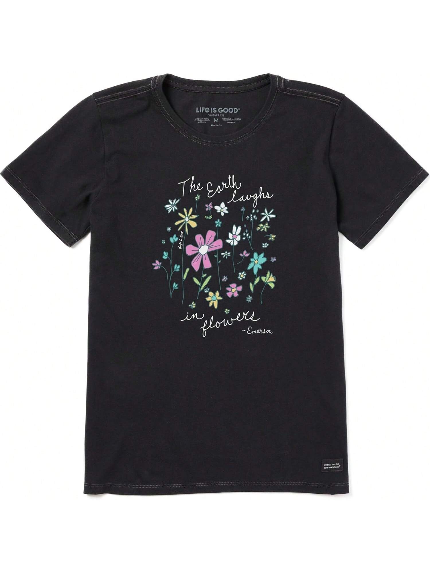 Wounisex s Crusher Tee, Short Sleeve Cotton Graphic T-Shirts, Earth Laughs In Wildflowers S разноцветный