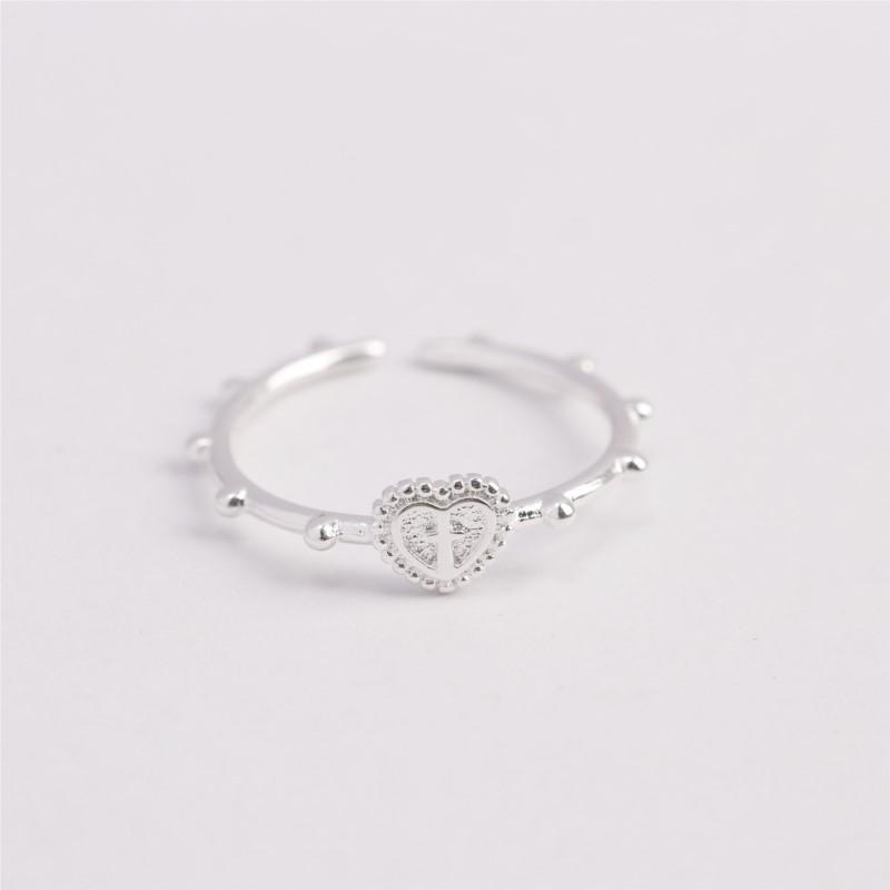 ANENJERY Love Heart Cross Shape Ring for Women New Fashion Adjustable Ring Party Jewelry Birthday Gifts