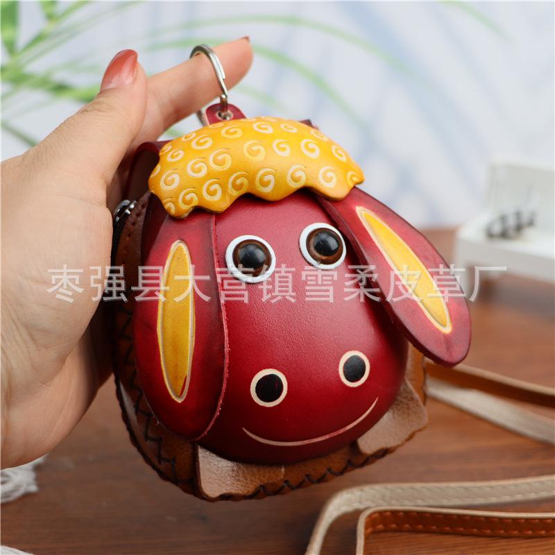 Cowhide Creative Lamb Change Bag, Car Key Bag, Zodiac Small Backpack, Shoulder Messenger Bag, Small Gift.