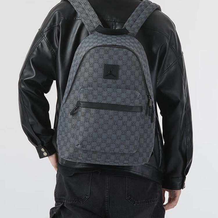 Jordan 2023 Winter Collection Brand Logo Zipper Checkered Print Backpack Unisex Backpack Gray Smoke-Gray FJ6784-070