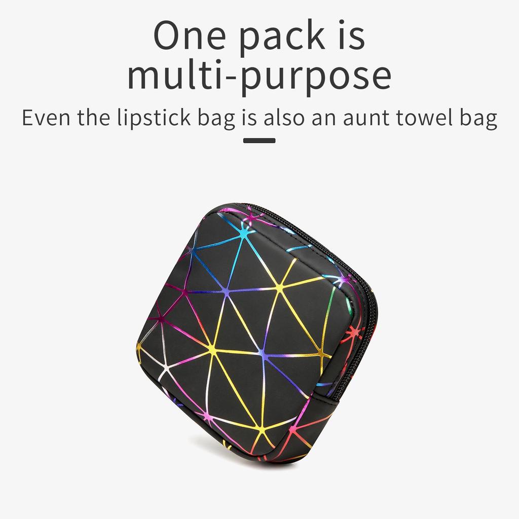 PU Multi-Purpose Diamond Pattern Sanitary Napkin Bag: Portable Menstrual Pad, Lipstick, & Coin Purse for Girls