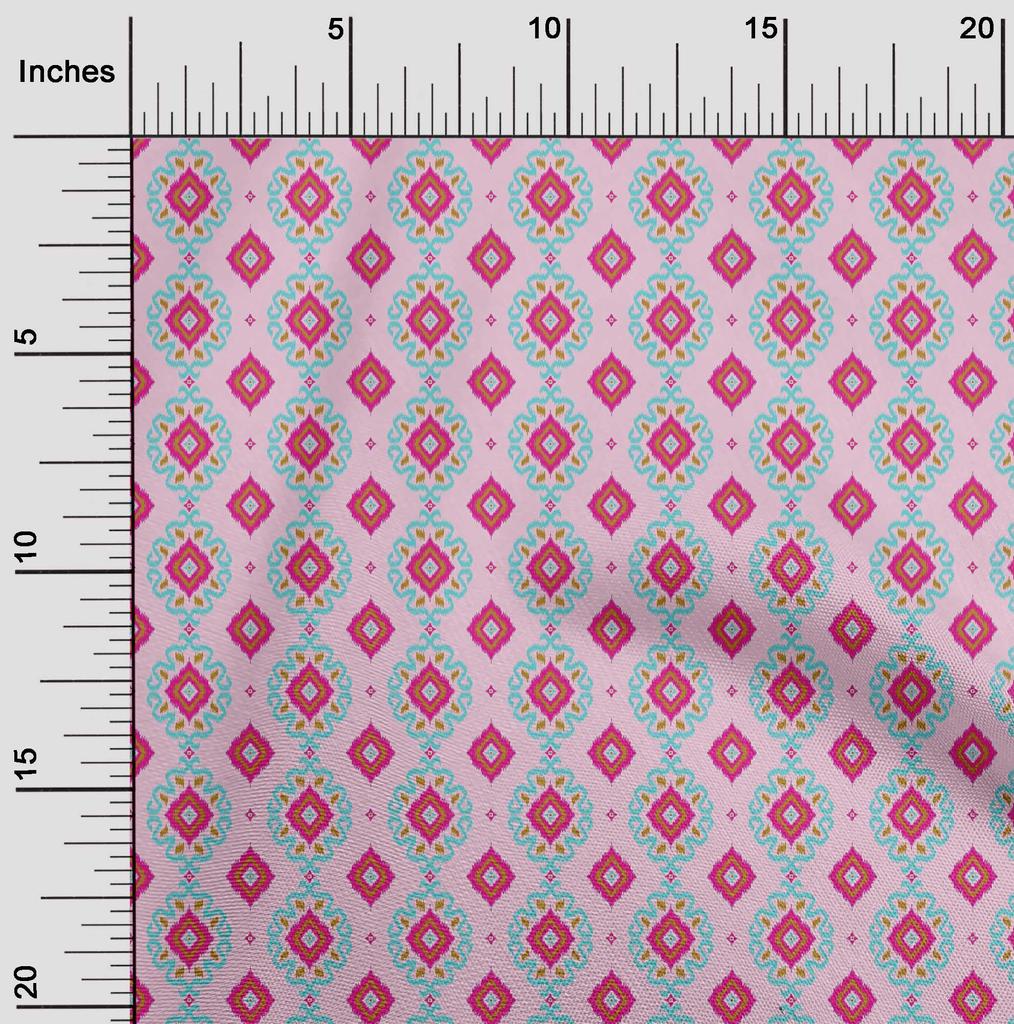 oneOone Cotton Flex Fabric Diamond & Swirl Ikat Print Fabric BTY 40 Inch
