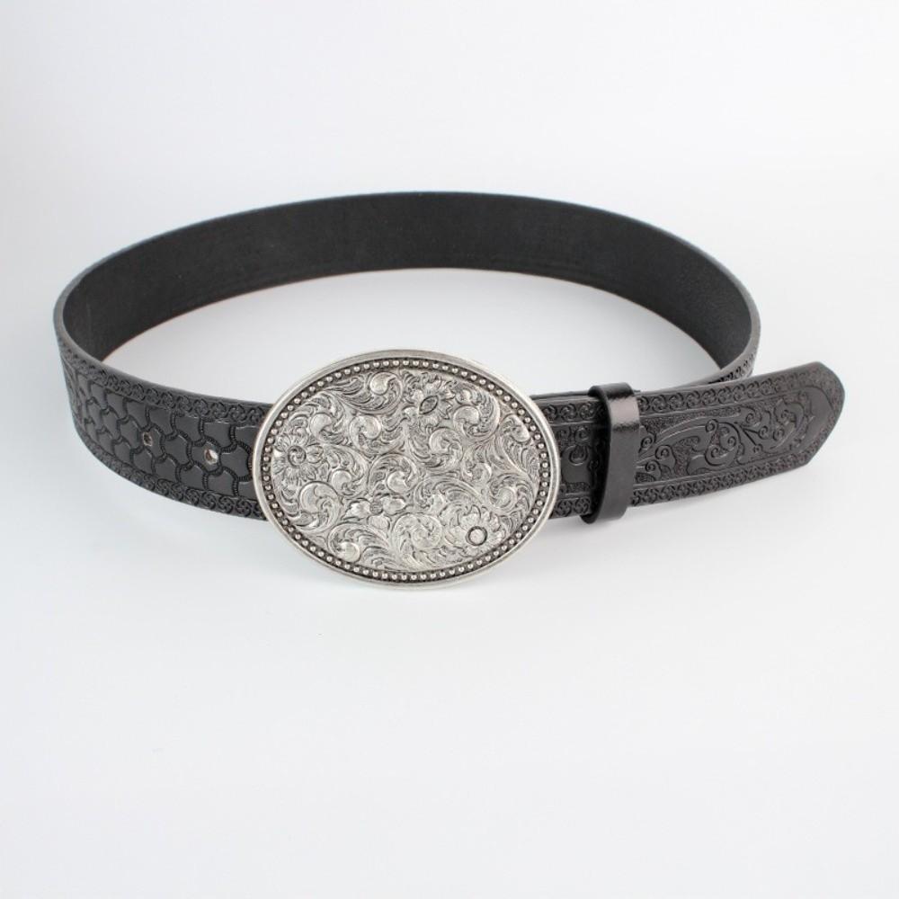 PU Leather Western Cowboy Belt Vintage Waist Belt Fashion Buckle Belt  Men Women