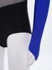 Kids Dance Leotard with Gloves Mock Neck Cutout Back Sparkling Sequins Color Block Performance Outfit