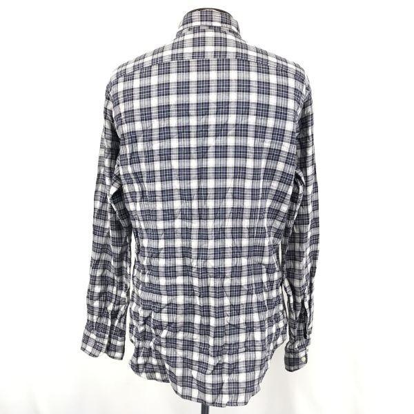 LUCIANO BRANDI Made in Italy Long Sleeve Shirt Gray × Blue Check Pattern Men’s 41/16(USED)
