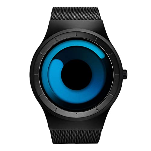 

RORIOS Men s and Women s Analog Watch with Unique Time Display, Stylish Japanese-Made Quartz Movement, Water Resistant, Popular Mesh Band, Casual, Bir