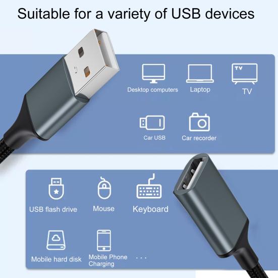 Extension Cable High-speed Data Transmission Plug Lossless Stable Play USB Male to Female