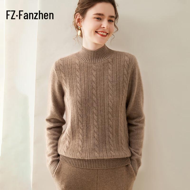 Fanzhen Women's Thickened Cashmere Blend Knit Sweater