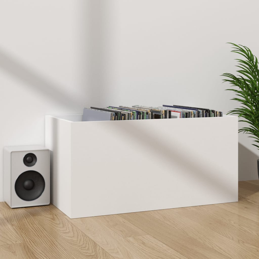 Vinyl Record Storage Box White 71 x 34 x 36 cm Engineered Wood
