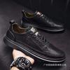 Spring Black Leather Shoes Kitchen Chef Waterproof Skateboard Shoes Work Shoes