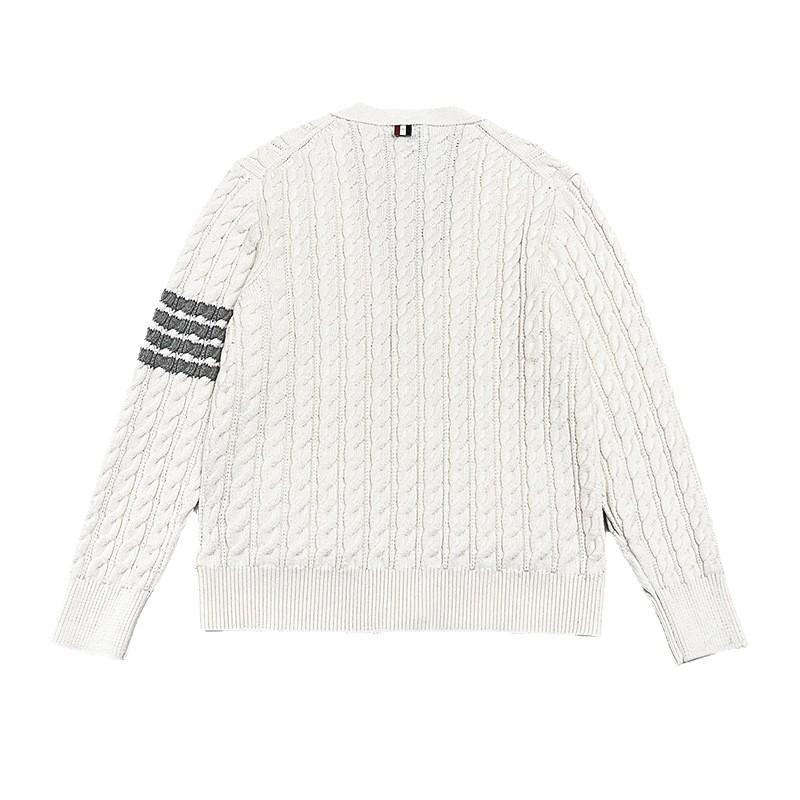 TB High Version Autumn Knit Unisex Four-Bar Cable Cardigan - Classic and Versatile Sweater