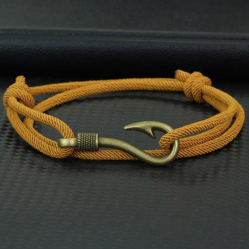 Stylish Fishhook Bracelet For Men Bilayer Sliding Adjustable Grade A 3mm Thin String Braslet Beach Navigation Surfing Braclet