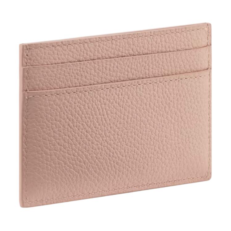 Bvlgari Runde Metall Dekoration Leder Kartenhalter Damen Kartenhalter Rosa 294519