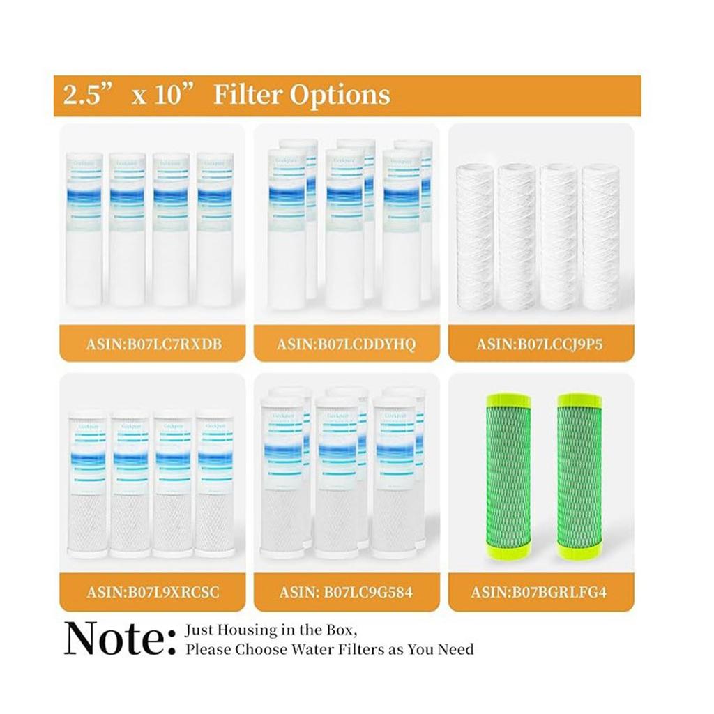 Water Filter Housing Premium Spare Parts Portable for Reverse Osmosis System 10 Inch Accessories Portable