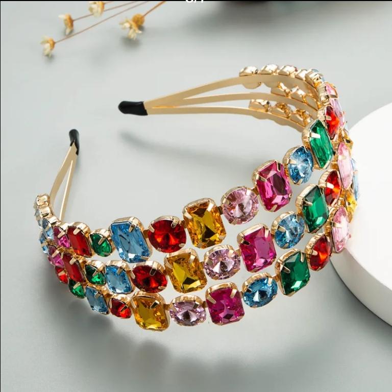 Helle Diamant-Haar-Accessoires aus Metall, Glas, Diamant, Tanzparty mit Diamant, Internet-Promi, Pailletten, breiter Haarreif, verbreiterter Haarreif