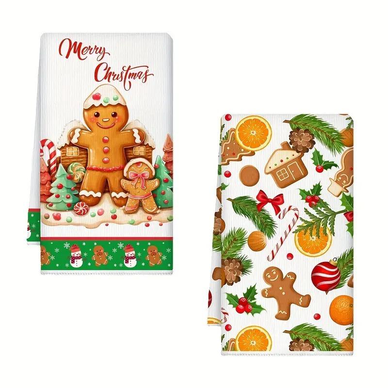 2PCS Christmas towel cloth, dish towel, cross-border microfiber Christmas printing, kitchen towel cloth, dish towel