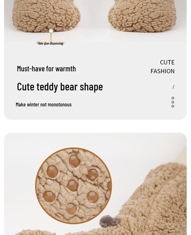 3D Froté podkolenky s malým medvídkem s protiskluzovou podrážkou - Plyšové, hřejivé ponožky na spaní