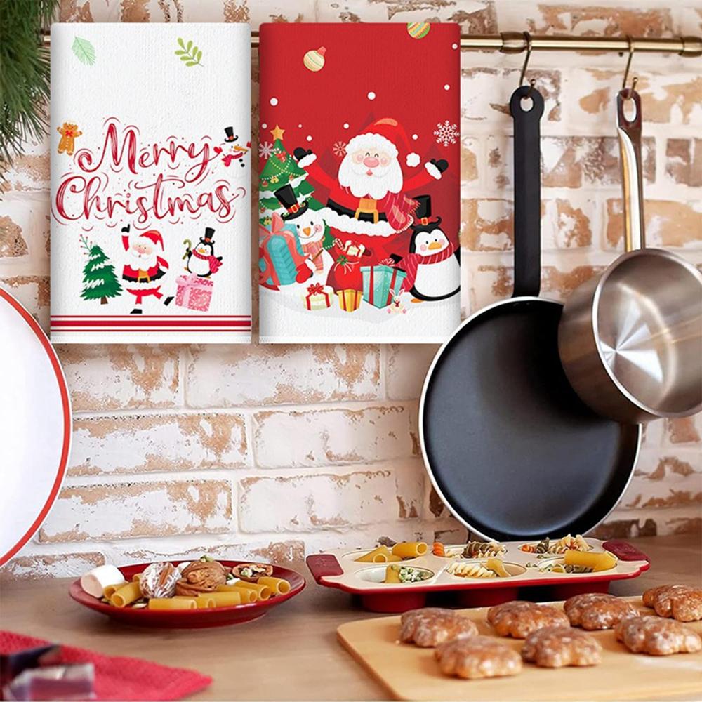1Pc/2Pcs Christmas Kitchen Towels Merry Christmas Gfits Xmas Santa Claus Dish Towel Navidad Natal New Year 2026 Home Decoration
