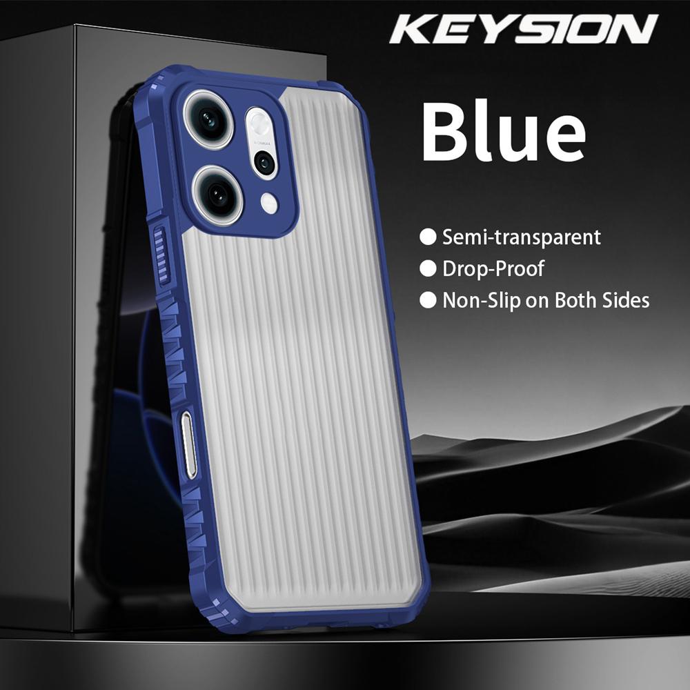 KEYSION Heavy Duty Shockproof Phone Case for OPPO Reno14 Pro 5G Soft Silicone+PC Translucent Matte Cover for OPPO Reno13 Pro 5G