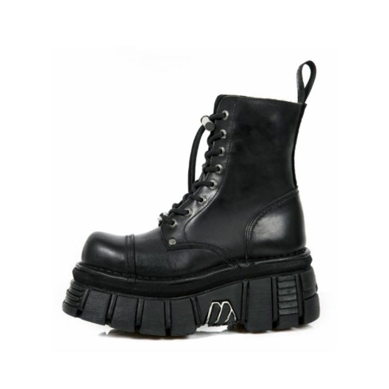 Heavy Metal Platform Punk Boots Razor Decor Gothic Motorcycle Boots Mid Calf