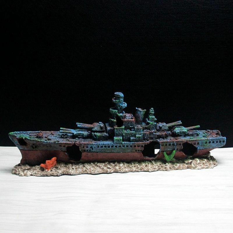 Aquarium Landscaping Warship Wreck Seabed Wreck Aquarium Ornament Resin Crafts