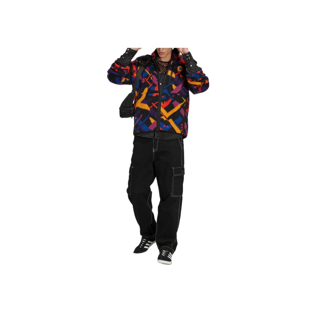 Adidas Originals FW22 Trefoil Logo Print Stand Collar Zip-Up Warm Jacket Men Jackets Multicolor II8478