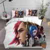 Arcane Jinx Vi Bedding Set, League of Legends Gamer Duvet Cover, Netflix Series Bedspread