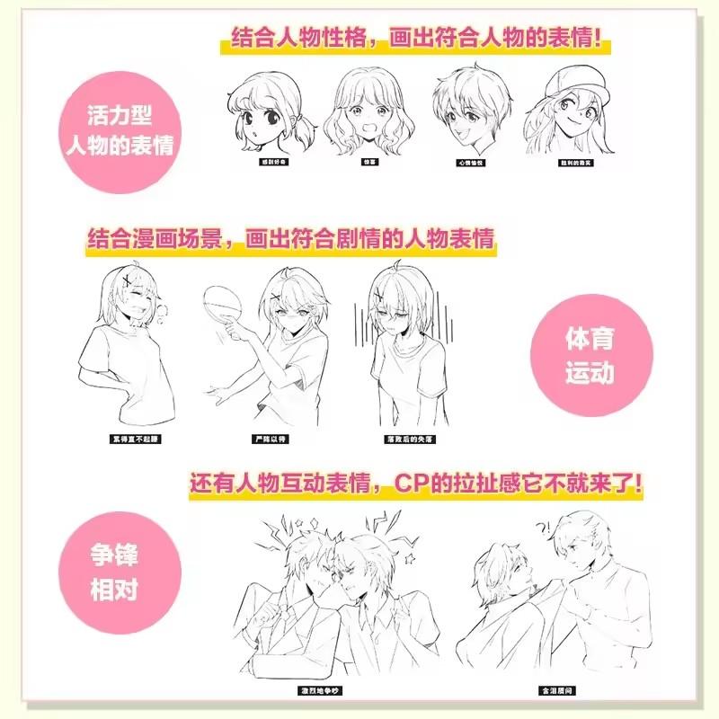 2000 Cases of Anime Characters Facial Expressions Painting Drawing Art Book Teaching of Human Body Structure Painting Book
