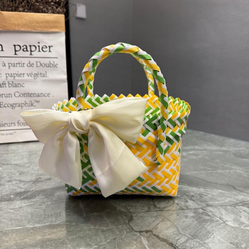 Plastic Woven Handbag Woven Basket Souvenir Basket Bag Beach Women's Bag