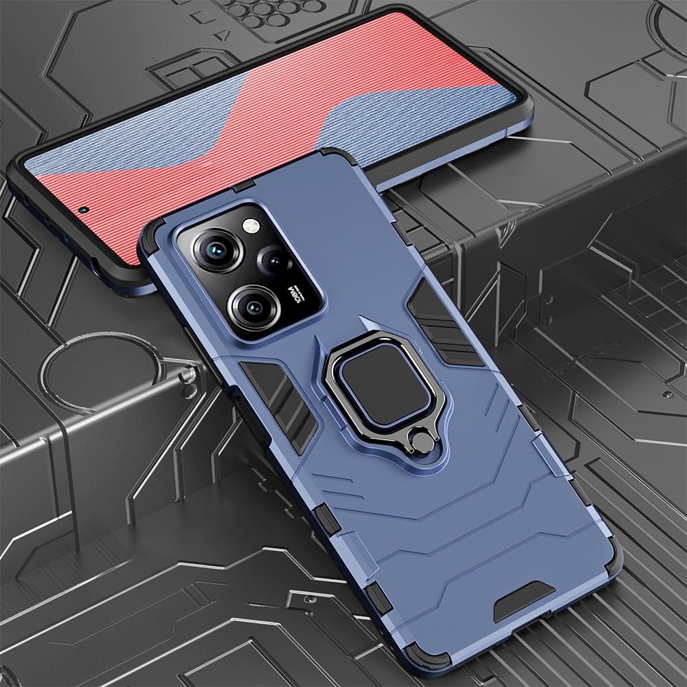 KEYSION Custodia antiurto per armatura per POCO X5 Pro 5G Custodia in silicone + anello in metallo per PC Custodia per telefono per Xiaomi POCO X5 5G