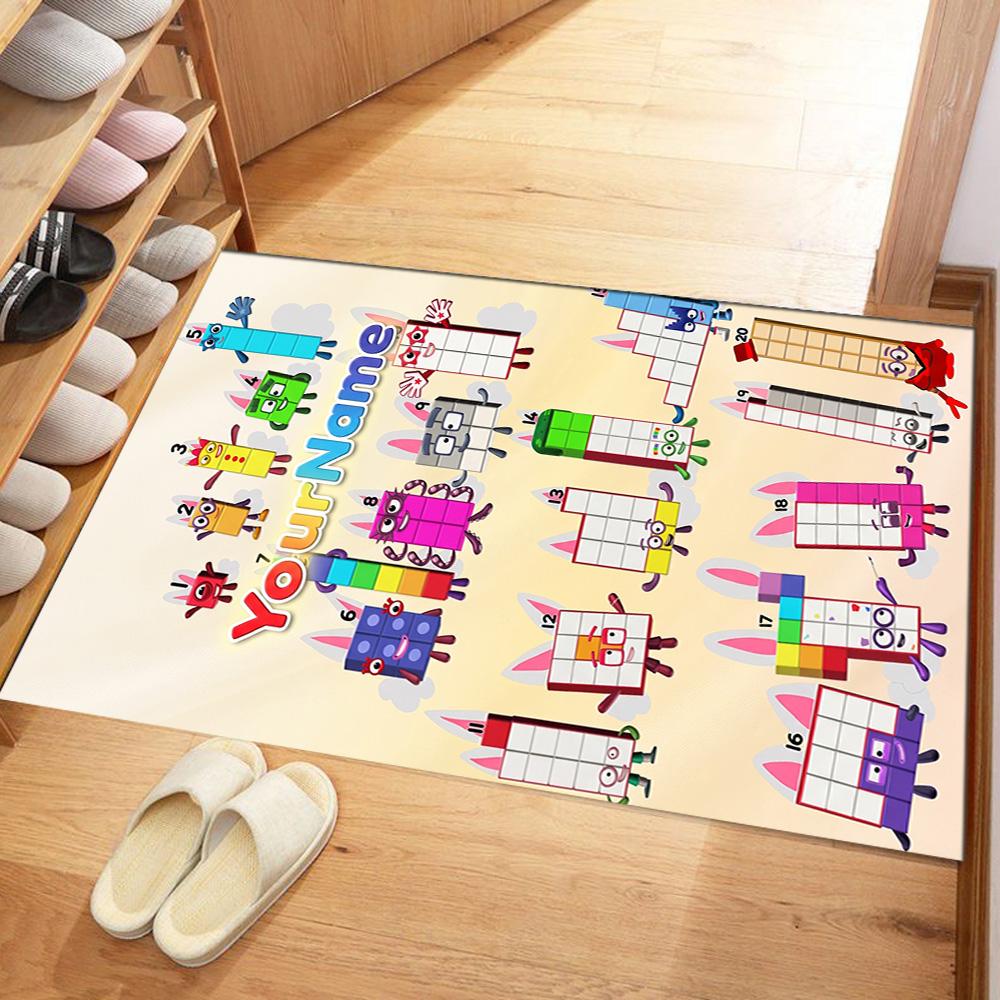 Numberblocks Personalized Name Floor Rug Office Rug Perfect for Playrooms Entryway Game Room Study room Antislip Carpet Anime Office Decor