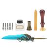 Retro   Pen Set Vintage Map Pattern Quill Pen Set with 5 Replacement Nibs Pen Stand Base Ink Empty Bottle for Writing
