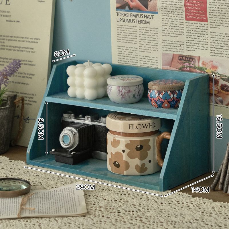 

Solid Wood Multifunctional Cosmetics Storage Rack, Retro Multi-layer Desktop Organizer for Cup & Sample Storage Box