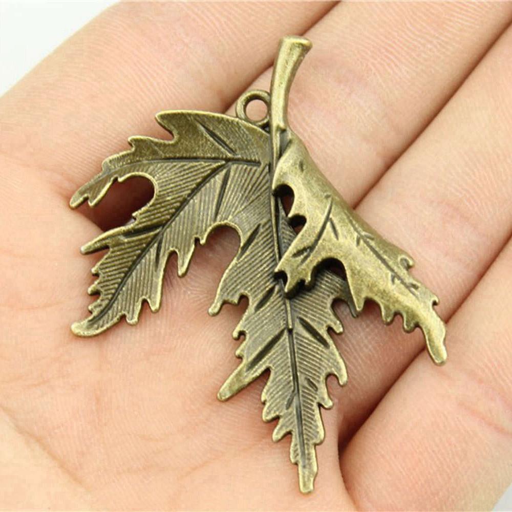 Foglie Grandi Dettagliate Fascino Botanico Bronzo Antico Lega di Zinco Materiali per la Creazione di Gioielli Stile Fabbricante di Gioielli Fascini Metallici