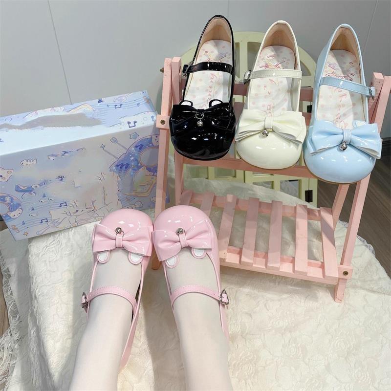 Dolci e carine scarpe Lolita con fiocco Lolita 2025 nuove estive versatili Mary Jane piccole scarpe in pelle