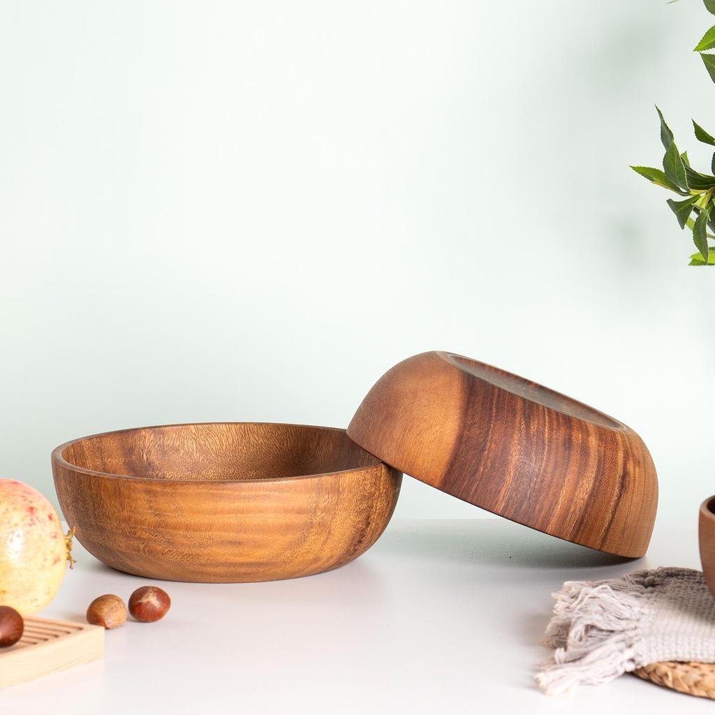 Large Japanese Acacia Wood Bowl - Salad, Rice, or Soup