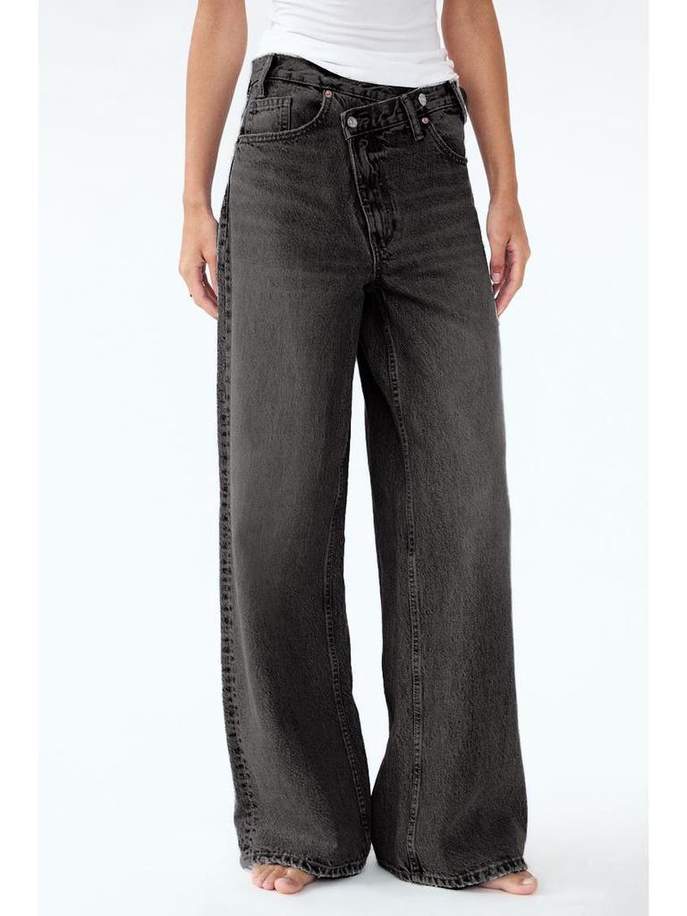 European & American Women's High-Waisted Personality Straight-Leg Jeans