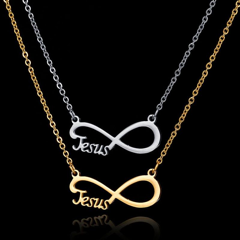 Atoztide Fashion Infinity Jesus Heartbeat Necklace For Women Stainless Steel Endless Forever Love Friendship Jewerly Gift