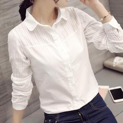 Women's Long Sleeve White Cotton Lapel Shirt - 2025 Spring Layered Style