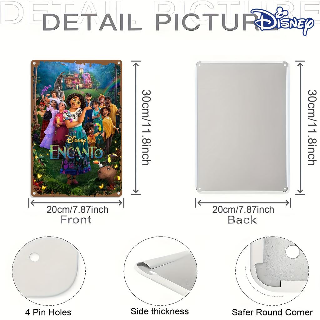 1 Stück Disney Encanto Metallblechschild - Magische Casa Madrigal Szene mit Mal, Vintage Kolumbianisches Haus Kunst - Langlebige Eisenwanddekoration