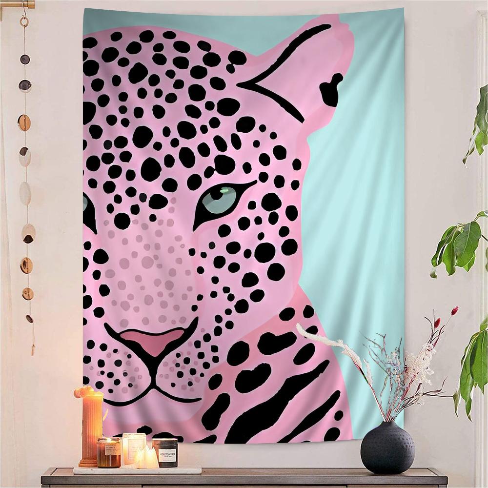Wild Leopard Tiger Vase Flower Girl Power Printed Large Wall Tapestry Indian Buddha Decoration Bohemian Hippie Wall Art Decor