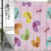 Valentine's Day Love with Text Shower Curtain, Bathroom Decorative Shower Curtain, Waterproof Shower Curtain with Hooks