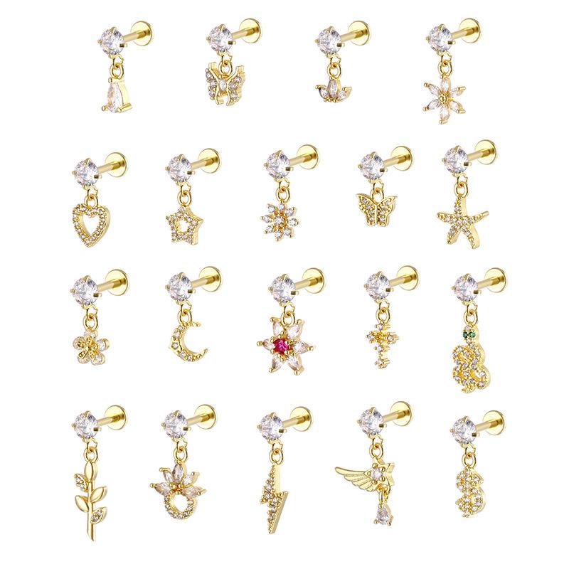 Internally Threaded Lip Stud Ear Cartilage Hoop Dangle Body Piercing Jewelry