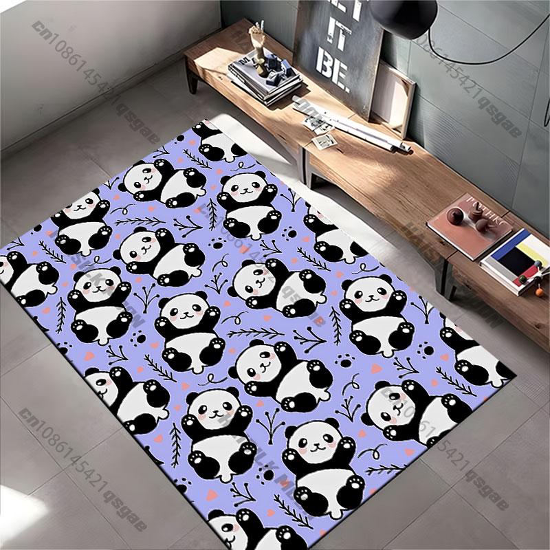 Cute Playful Panda Pattern Carpet Yoga Living Room Room Decor Children's Crawling Mat Doormat Area Rug Games Mat