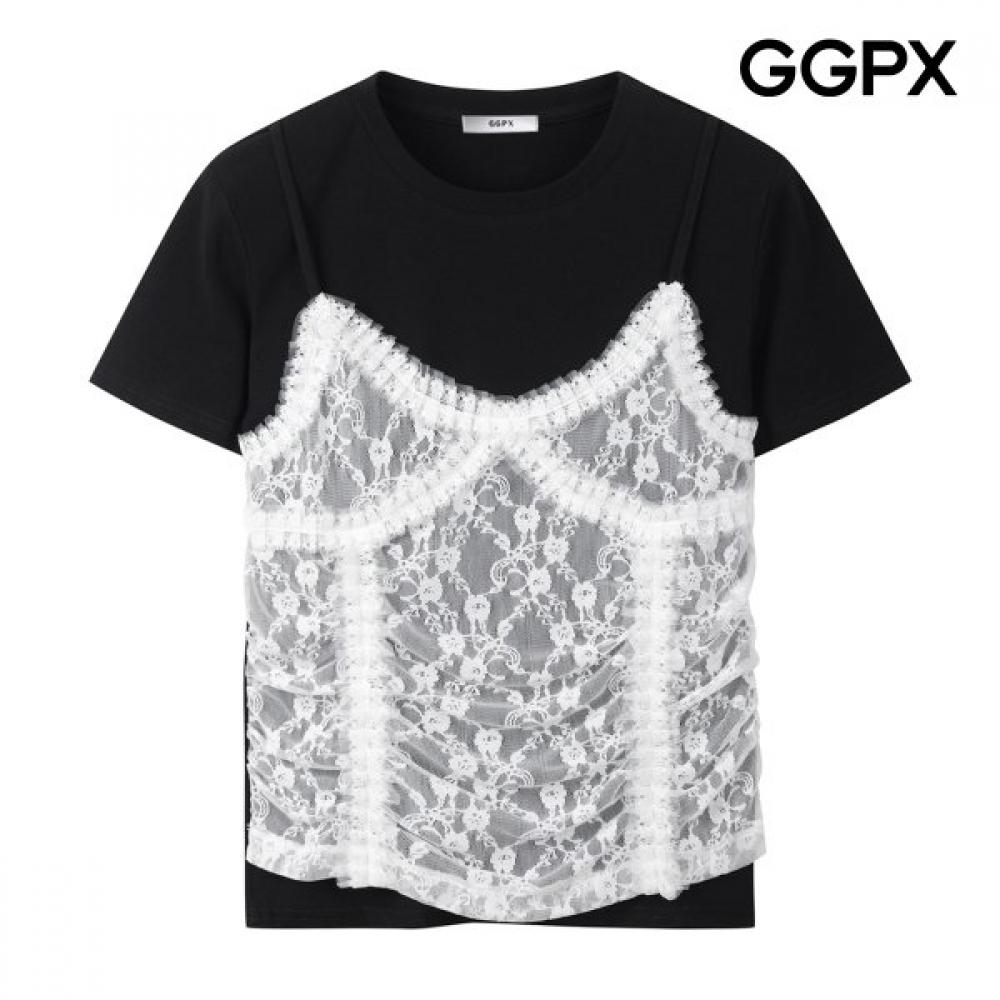 Ggpx New York Women Lace BusTier PoinT T shirT gq6Ts035f blacks/F